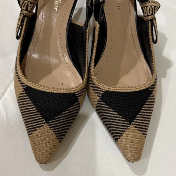 Dior Black and Tan Check Heels - Picture 4 of 11